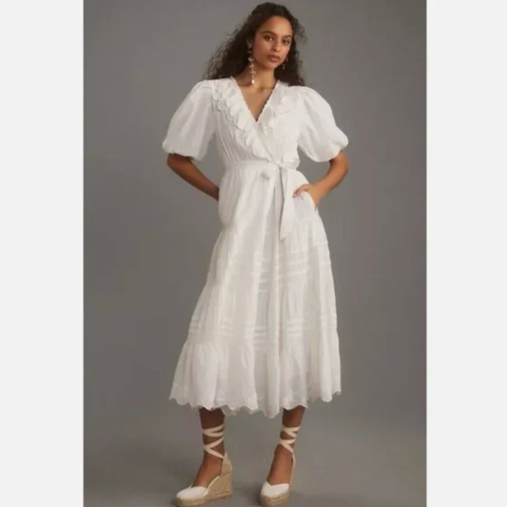 Love The Label Short-Sleeve Ruffled Tiered Wrap Midaxi Dress